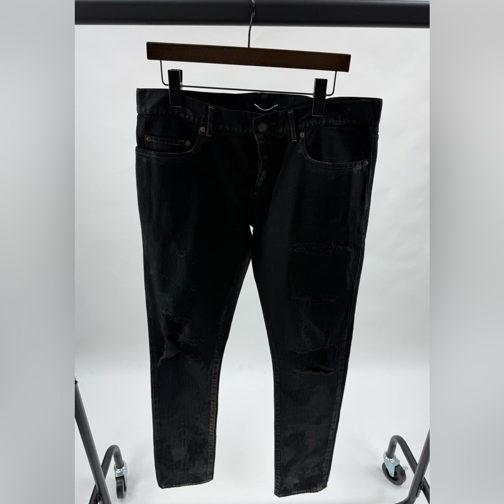 SAINT LAURENT Men's Black Distressed Jeans